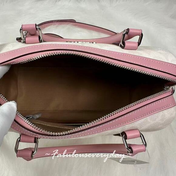 Coach Rowan Satchel Crossbody Bag In Signature Canvas/Chalk/Carnation CV961 NWT - Picture 8 of 9